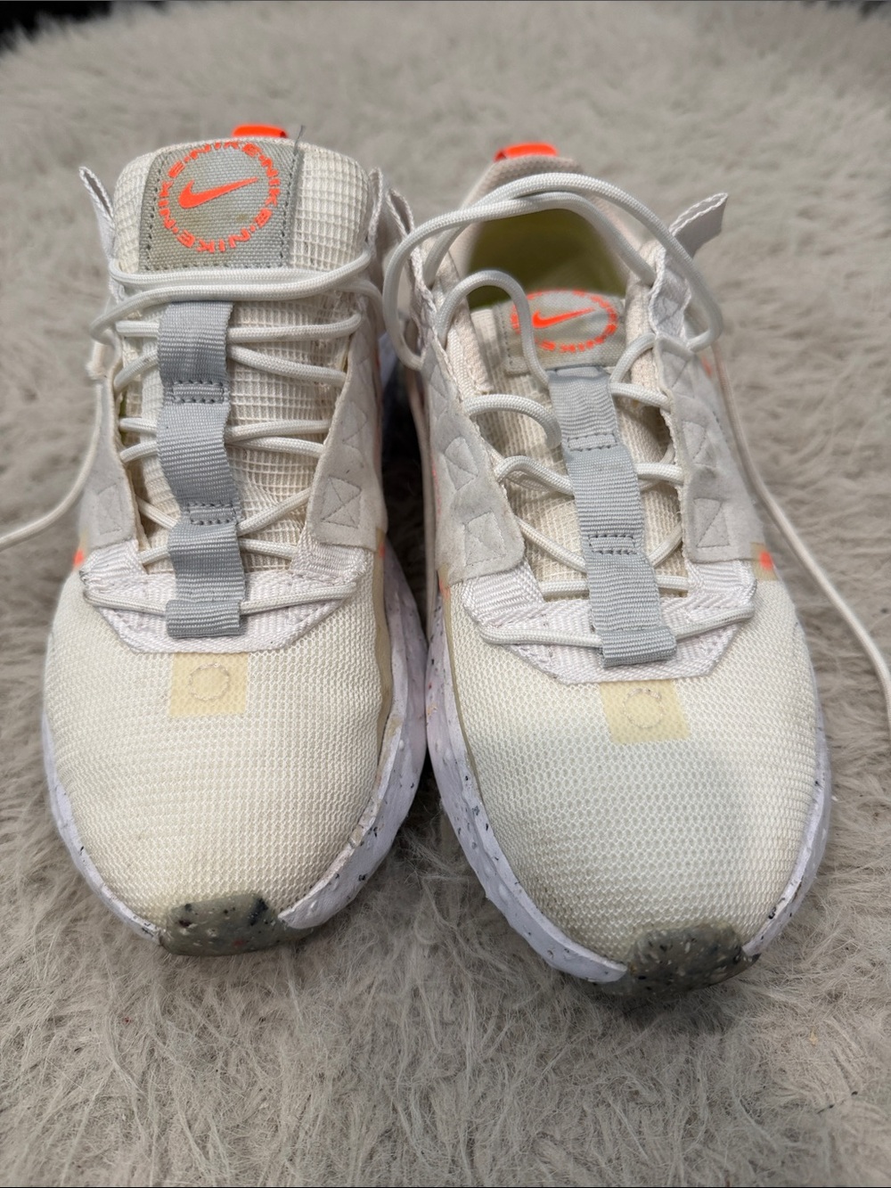 Nike White Sneakers with Neon Orange Accents
